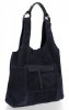 Kožené kabelka shopper bag Genuine Leather tmavě modrá 8023